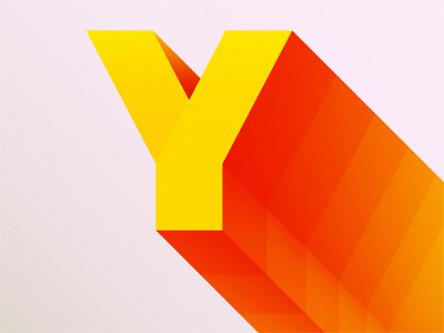 Y25 alphabet design extrude graphic letter orange typography y yellow