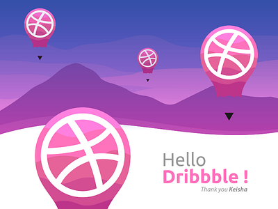 First balloon dribbble growth hello inspiration pen professional