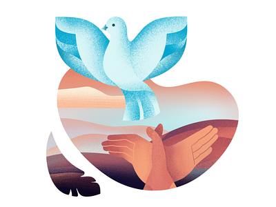 Dove of the peace bird blue design dove hands illustration
