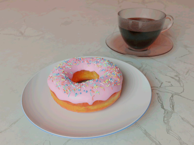 The most famous donut 3d animation blender coffee cup donut illustration