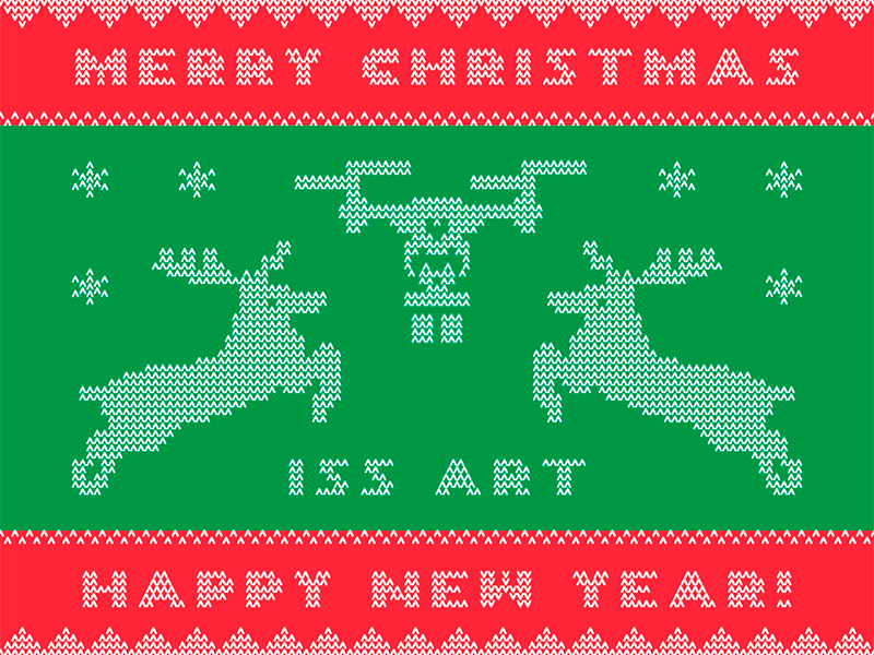 Merry Christmas and Happy New Year animation christmas christmas card deer drone illustration new year snow sweater