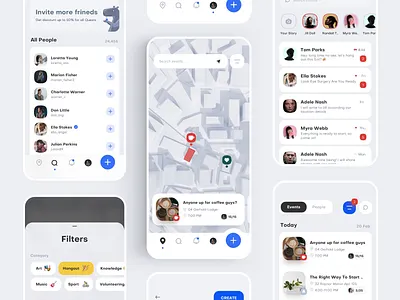 Events App Quests app chat community event interaction map mobile network quest service social ux