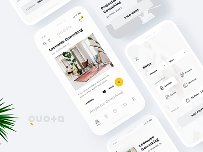 Quota / Coworking App app app design community coworking coworking space logo maps mobile office service social space ui ux workspaces