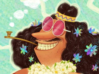 Hippie character design illustration