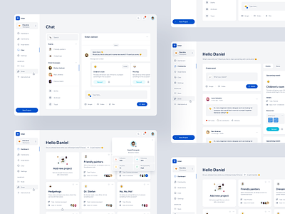 Inter app architecture card cards chat collaboration community dashboad design interior minimal overview product profile ui ux web web app webdesign workspace