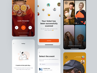 Events 🥳 app call cards ui chat design event event app group illustration interface live mobile mobile app product stream streamer streaming ticket ui ux
