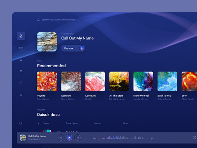 Music Player app dark interface list music music player playlist playlists songs spotify ui ux visual web