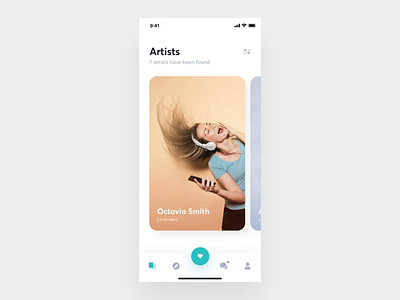 Application For Amateur Musicians 3 animation app artists cards chat cover interaction interaction design interface message mobile mobile app music swipe ui ux