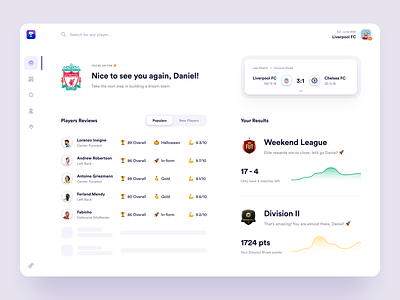 FUT - Light competition concept dashbord design fifa football game gaming light players results ui ux web webapp webdesign