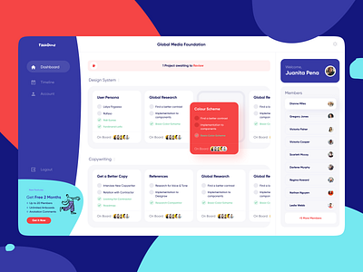 Taskdone - Dashboard Web App abstract app design branding communication dashboard done management orange purple task ui