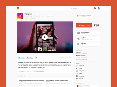 Product Hunt - Product Pages design products ui user experience user interface ux website design