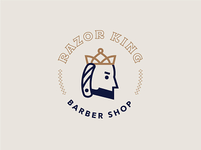Razor King Logo barber shop crown logo razor king straight edge