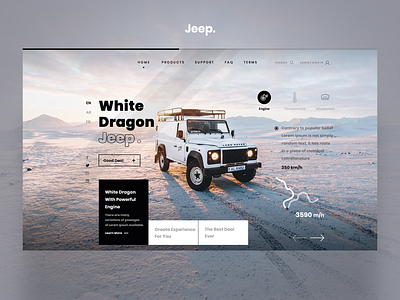 White Dragon Jeep. car design dragon graphic illustration jeep product snow travelling ui ui design ui form uiux user experience user interface user interface design. userinterface design ux web design white