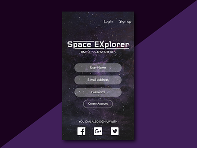 Sign-up dailyui signup spaceapp