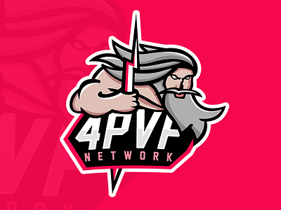 "4PVP Network" branding esports logo logotype mascot typo youtube zeus