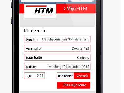 HTM.net Mock-up #2 den haag haagse tram maatschapij htm.net public transport redesign responsive design the hague ui design user interface design visual design