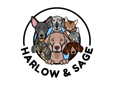 Harlow and Sage cats dachshund dogs illustration logo logo design pets redesign weiner