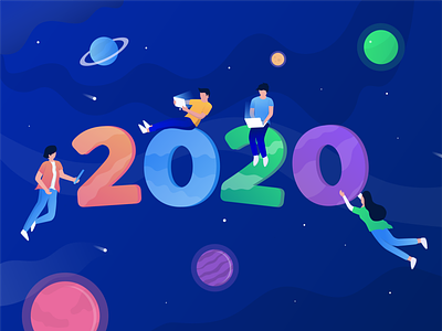 Happy New Year 2020 2020 happy new year happy new year 2020 illustration landing page landing page illustration new year planet universe