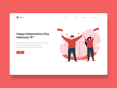Happy Independence Day Indonesia 74th 74th indonesia hut ri illustration illustration indonesia illustration web design independence day indonesia indonesia 74 indonesia independence day indonesian monas