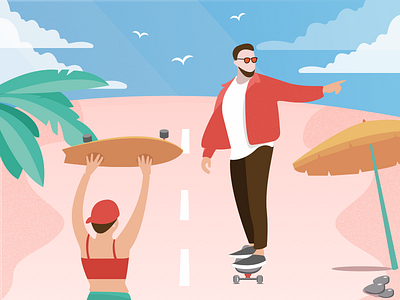 beach illustration beach colour illustration men people