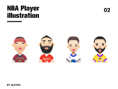 Nbaplayer character face flat hipster icons illustration nba people player user