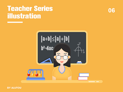 Dribbble4 character face flat illustration mathematics people teacher women