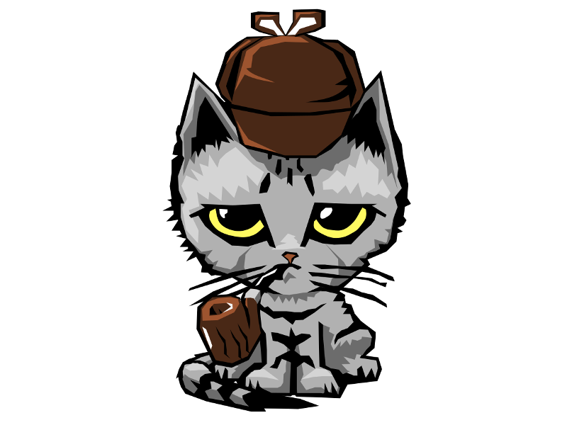 Momo cat deerstalker hat pipe sherlock