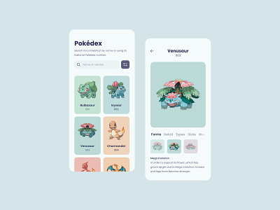 Mobile Pokedex App - Design Exploration app design mobile mobile app pokedex pokedex app pokemon ui ui design