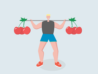 Cherry Lifter Bobby 2d adobe after effects animated animation animation 2d character animation cherry flat gym healthy illustrator cc lifestyle moho12 summertime workout