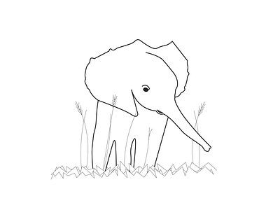 Elephantino cute drawing elephant illustration line line art