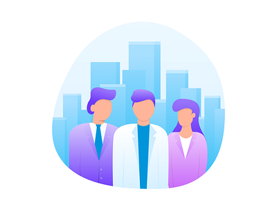 Business partners app blue business character cityscape gradient illustration illustrator jezovic men onboarding park people product illustration purple skyline skyscrapers vector woman