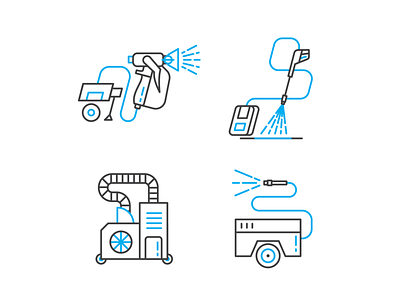 Icons of some Machines branding clean cleaning design duotone icon iconography icons icons set illustration illustrator jezovic machine nozzles protection simple vector wash washing