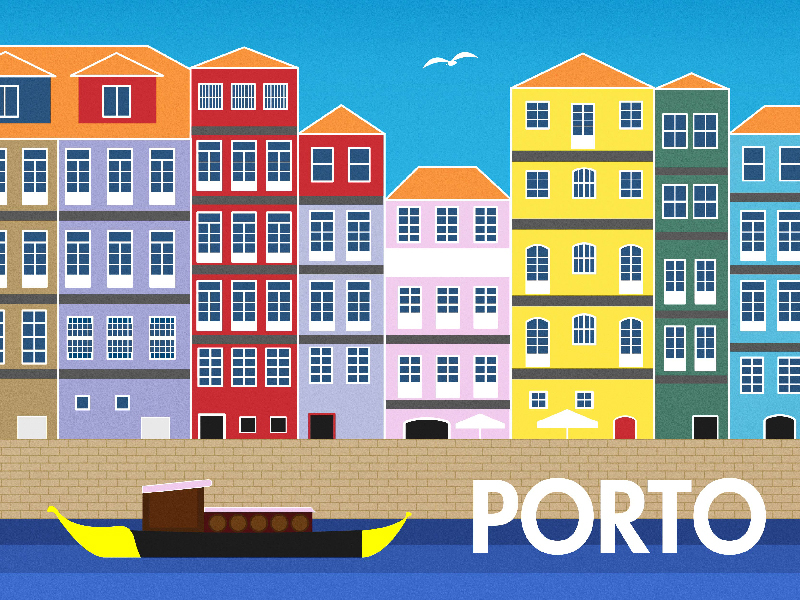 Porto City city colors dribbble first hello illustration minimalistic porto portugal shot