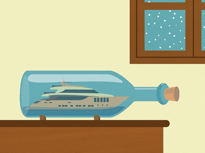 Yacht in a bottle a bottle dribbble hello illustration in inside ship snow vector winter yacht
