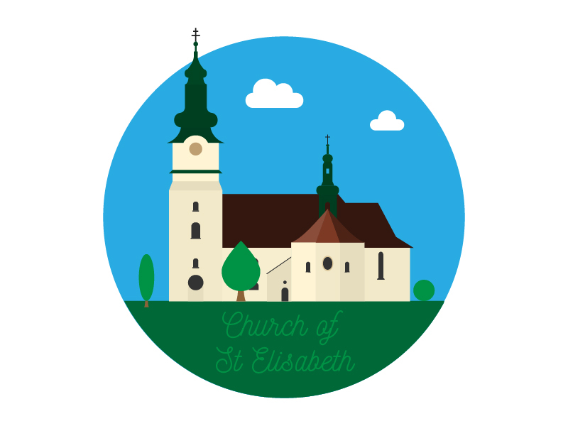 Church of St Elisabeth church city elisabeth illustration set slovakia st zvolen