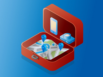 Travel Illustration adobe camera illustration illustrator isometric location map mobile suitcase travel