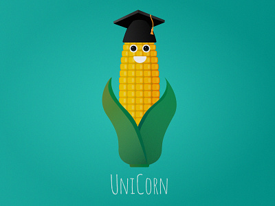 Unicorn character corn gradient illustration unicorn university vegetable