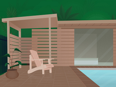 Pool House chair house illustration illustrator outside plant plants pool trees vector