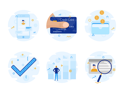 Trading app illustrations app character characters credit card creditcard dashboard flat illustration illustrations illustrator iphone mobile money onboarding process product stats trading vector wallet