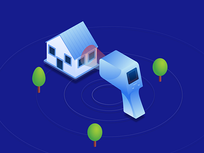 Thermovision Measurement blue energy freelance gradient hero house illustration illustrator isometric isometric illustration jakub jezovic measurement remote saving thermovision tree vector