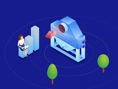 Economizers blue building efficiency efficient energy gradient graphs hero illustration illustrator isometric jakub jezovic savings stats style tree vector