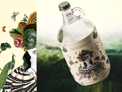 Gin Label Design art art director branding collage craft design graphicdesing identity illustration label nature package package design photoshop
