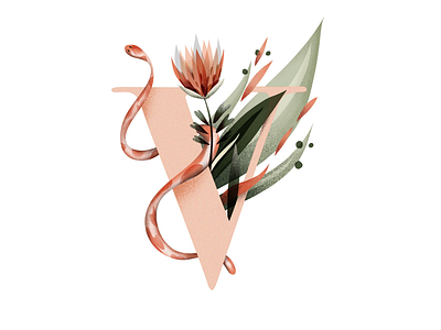 V alphabet custom digitalart digitalillustration flowers illustration lettering letters nature