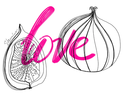 Love&Figs blackwhite digitalart fruits illustration lineart simple