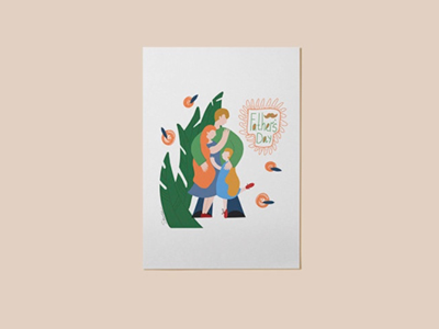 Father’s Day family care father art graphic postcard digital illustration