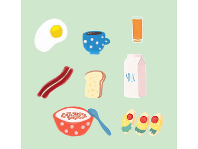 Breakfast time breakfast digital flat food foodillustration illustration stickers