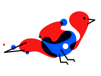 birdie bird blue design illustration red