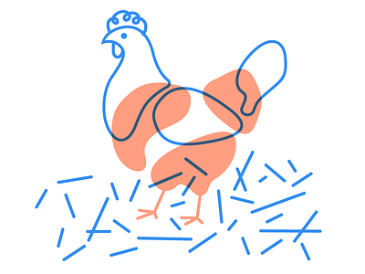 The best birds make breakfast blue chicken hen illustration orange print riso risograph