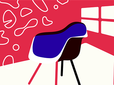 Eames 50s black blue chair eames furniture illustration red