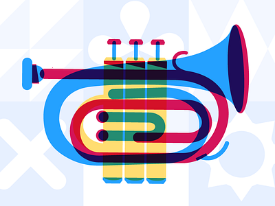 Pocket trumpet abstract colorful disney illustration instrument music trumpet